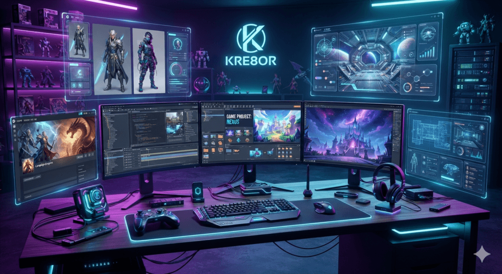 Kre8or AI helping game developers create concept art and launch visuals.